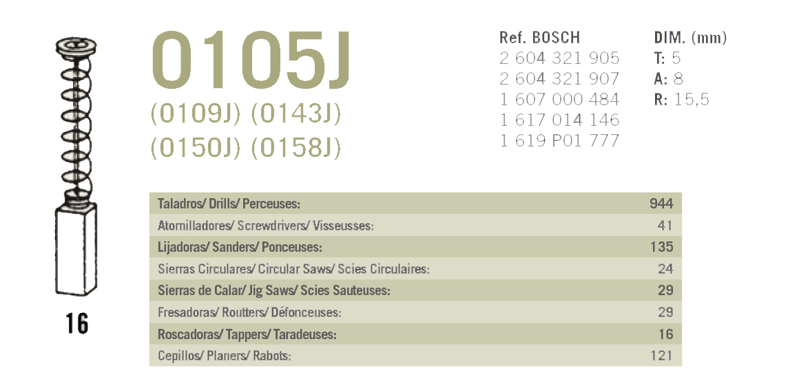 ESCOBILLAS PVC BOSCH 0105JRef. BOSCH 2 6 2