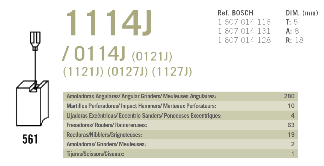 ESCOBILLAS PVC BOSCH 1114JRef. BOSCH 1 6 2