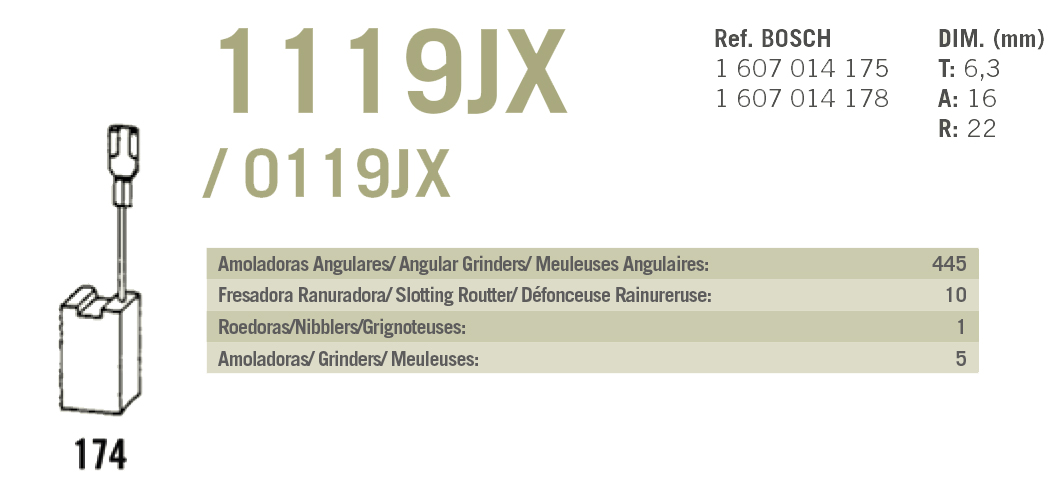 ESCOBILLAS PVC BOSCH 1119JRef. BOSCH 1 6 2