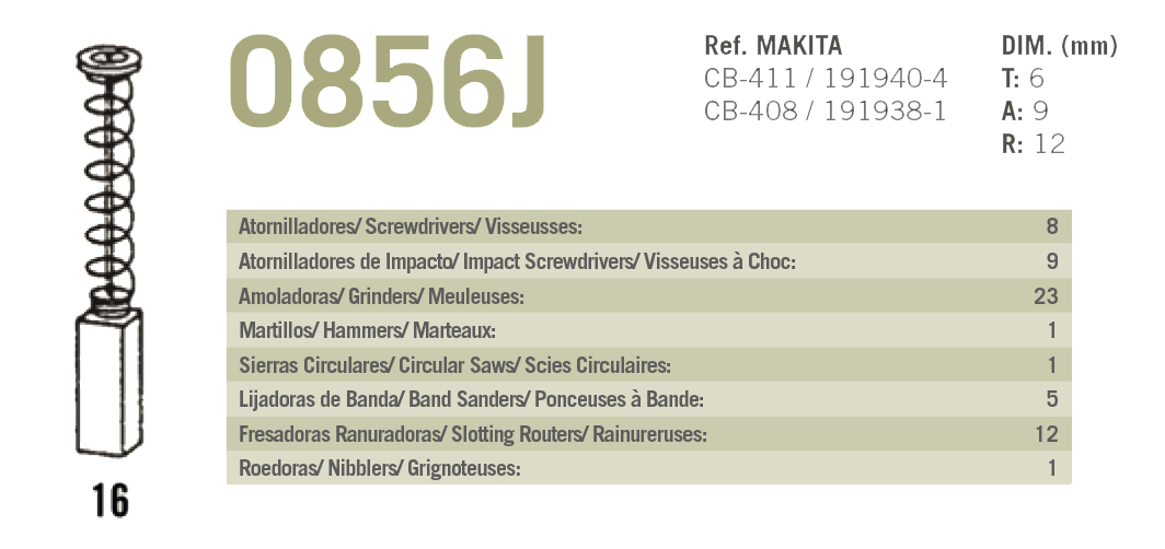 ESCOBILLAS PVC MAKITA 0856Ref. MAKITA CB 2