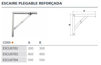 ESCUADRA PLEGABLE REFORZADA CROMADA 2 POSICIONES 50 X 50 CM 614 2
