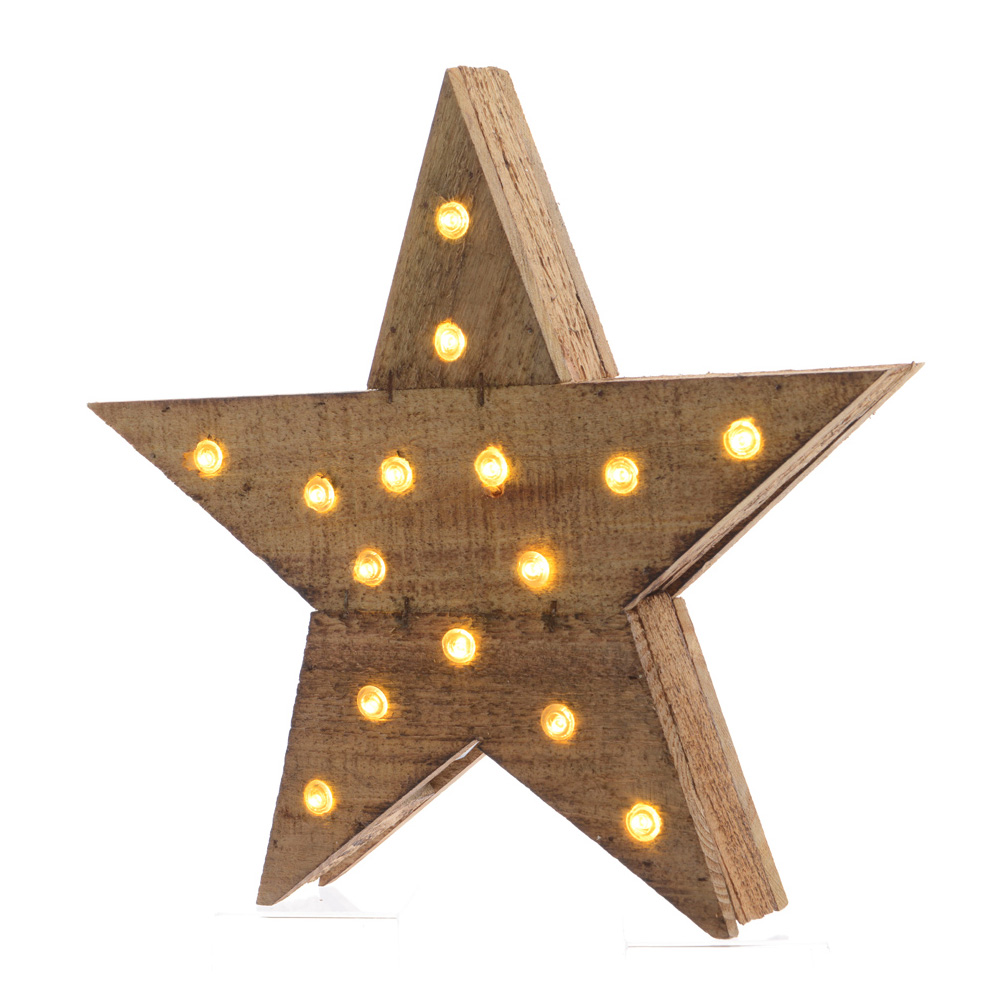 ESTRELLA MADERA 15 LEDS 6X30X29   71736 1