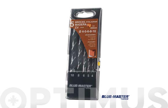 BROCA MADERA STANDARD CILINDRICA 3 PUNTAS JUEGO 4-5-6-8-10 MM BM9334 1