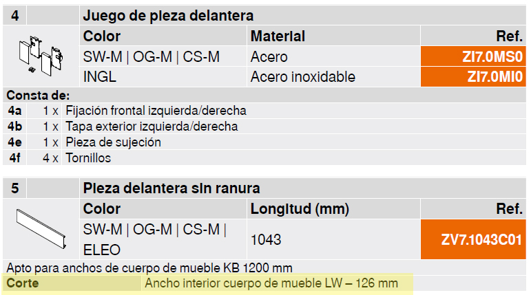 FIJACION C.INT.(M) ZI7.0MS0GR   LEGRABOX 2