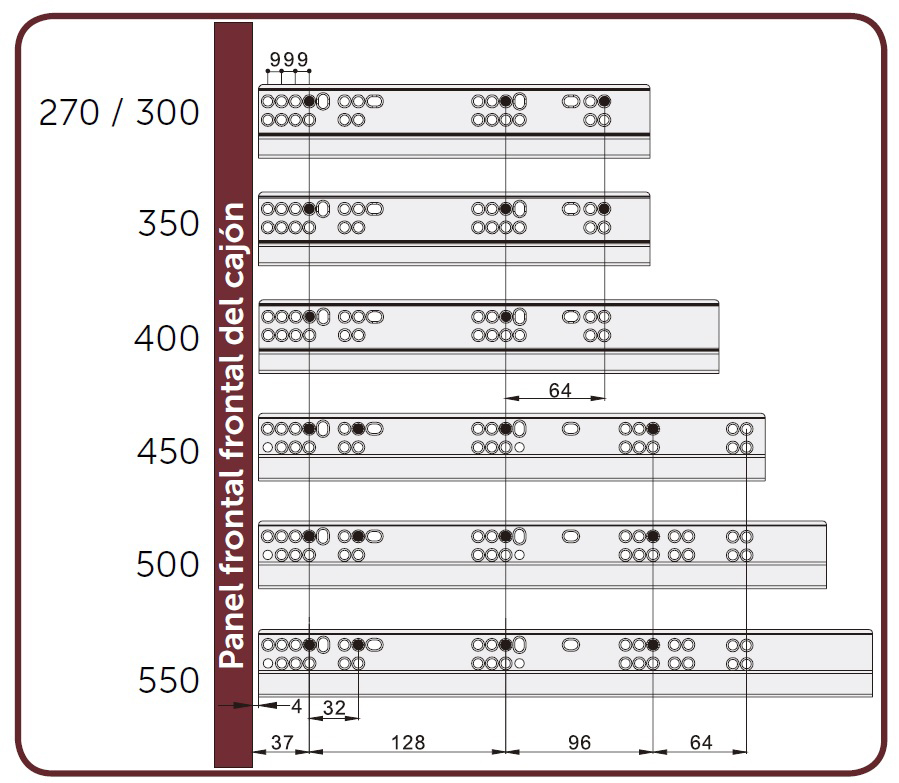 GUIA CAJON OCULTA 400MM FRENO RA1640 3