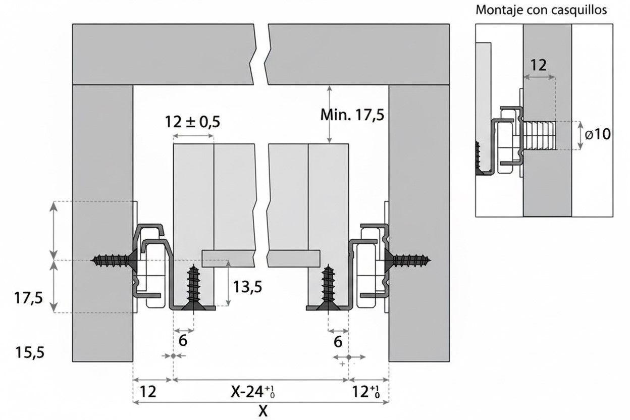 GUIA CAJON SALICE STANDARD 600MM BLANCA 3