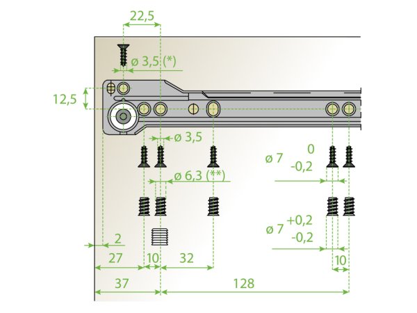GUIA CAJON SALICE STANDARD 300MM MARRON 2