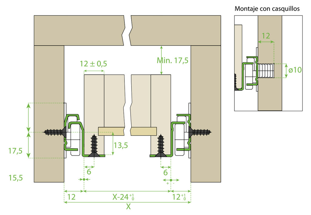 GUIA CAJON SALICE STANDARD 350MM MARRON 3