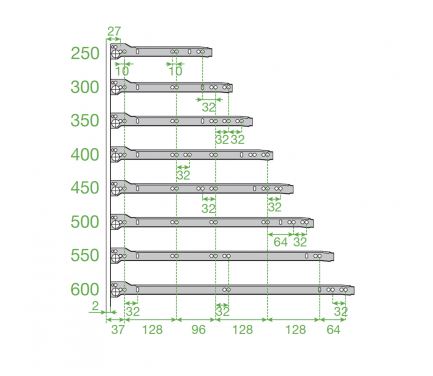 GUIA CAJON SALICE STANDARD 600MM MARRON 4