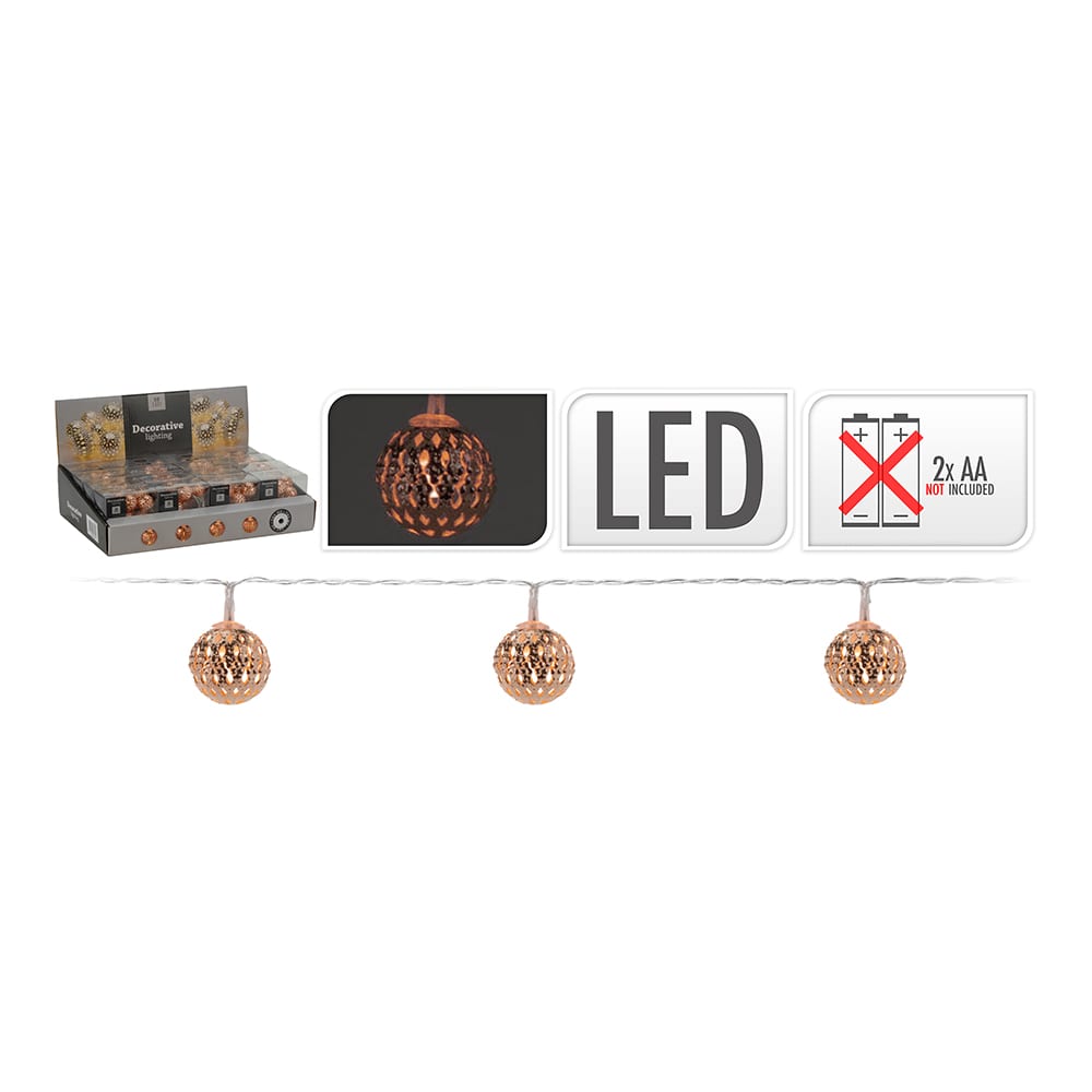 GUIRNALDA FIJA 10LEDS COB.BL.CALID.PILAS