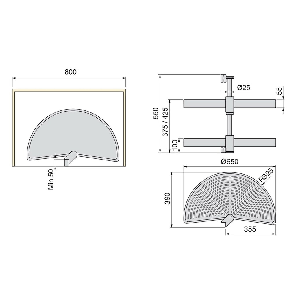 JUEGO BANDEJA 1/2 D650MM GRIS    8929221 3
