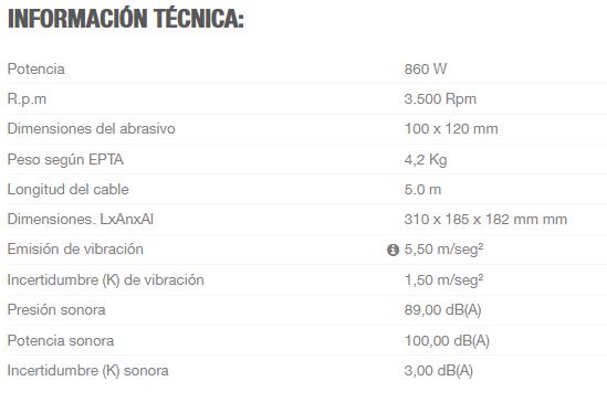 LIJADORA DE CEPILLO 860W      N9741 3