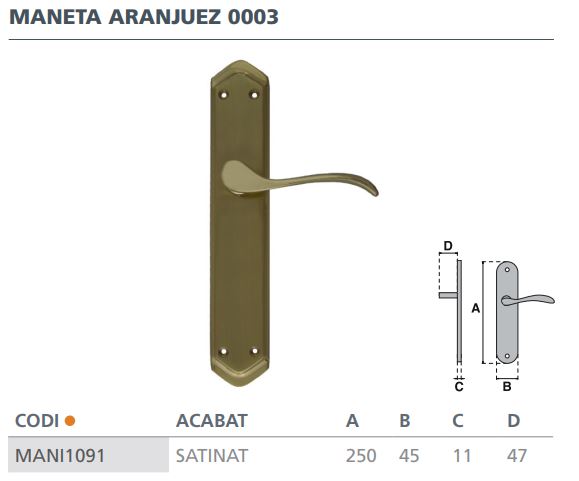 MANIVELA ARANJUEZ SATINADA REF.003 2