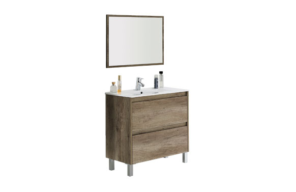 MUEBLE BAÑO 80 CM + ESPEJOROBLE 80 X 80