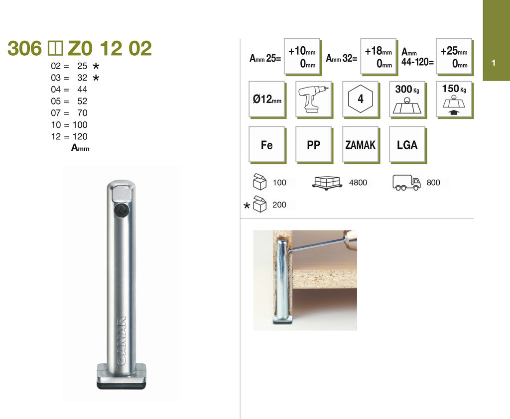 NIVELADOR ENCAJAR 306 CAMAR H70 DIAM 12 3