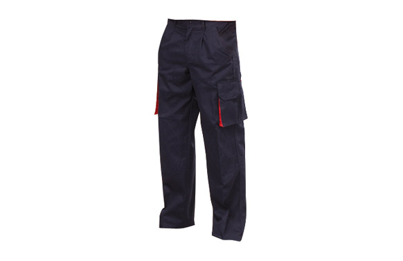 Pantalon cargo bicolor azul marino / rojo