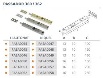 PASADOR 360 16X10X150MM LATONADO 01043604150 2