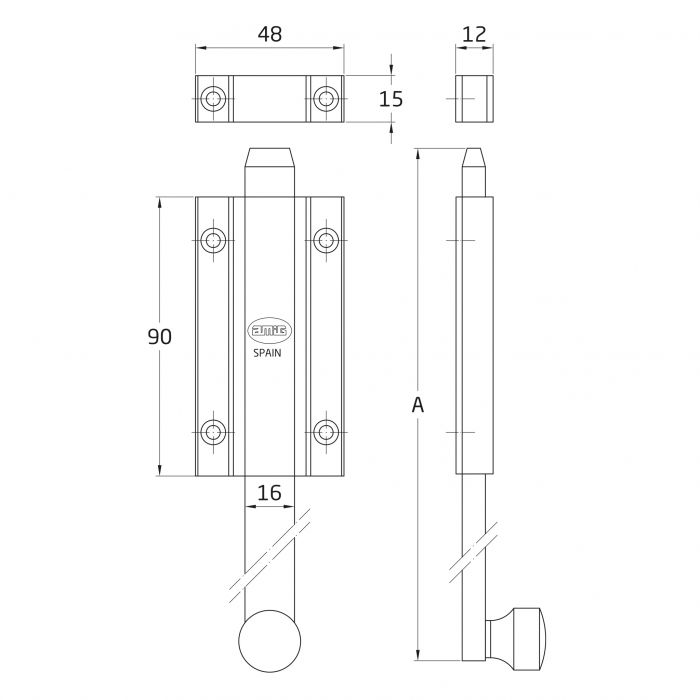 PASADOR 3700-250 L/CROMO MATE AMIG 2