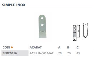 PERCHA SIMPLE 70X20 INOX   5005200 2