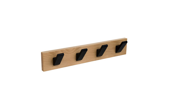 PERCHA PARED MADERA HAYA N4 GANCHOS NEGR