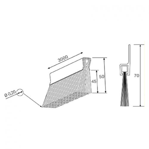 PERFIL + CEPILLO 50MM (PELO) 3 MTS. 2