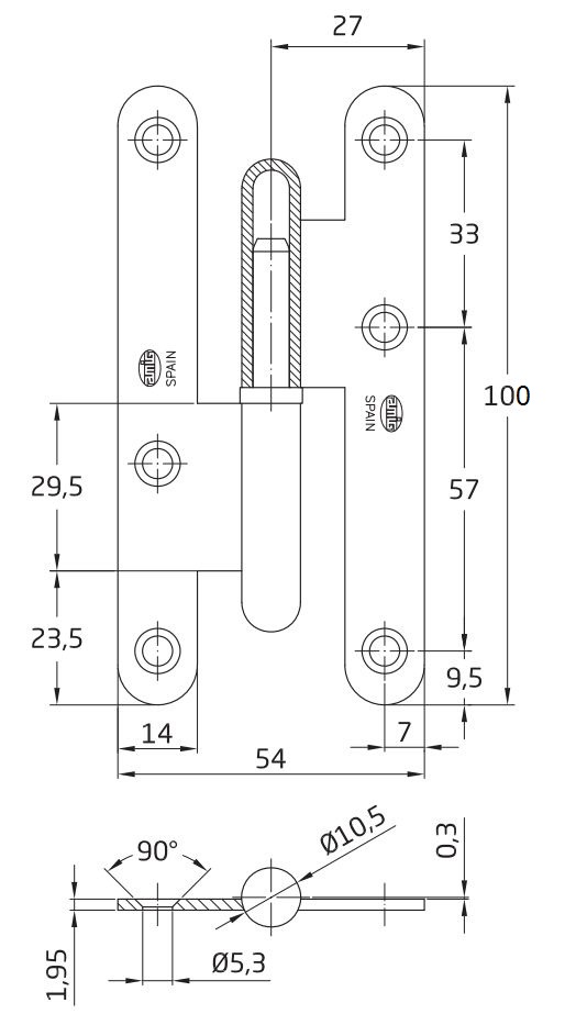PERNIO 405-100 A.INOX 18/8 DERECHA 2