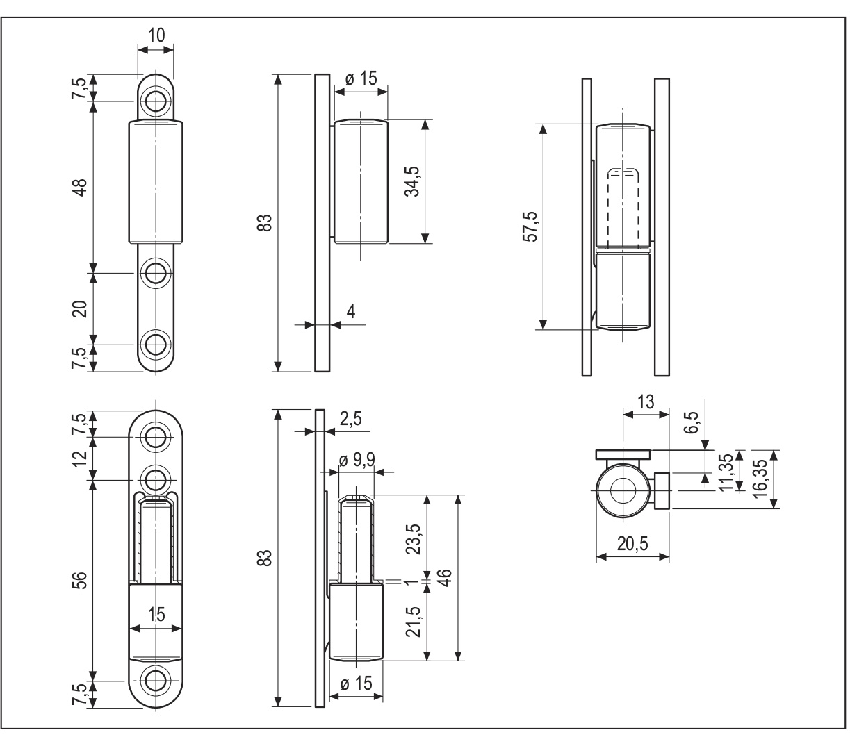 PERNIO PVC SOBREP. 15MM NEGRO E005021593 2
