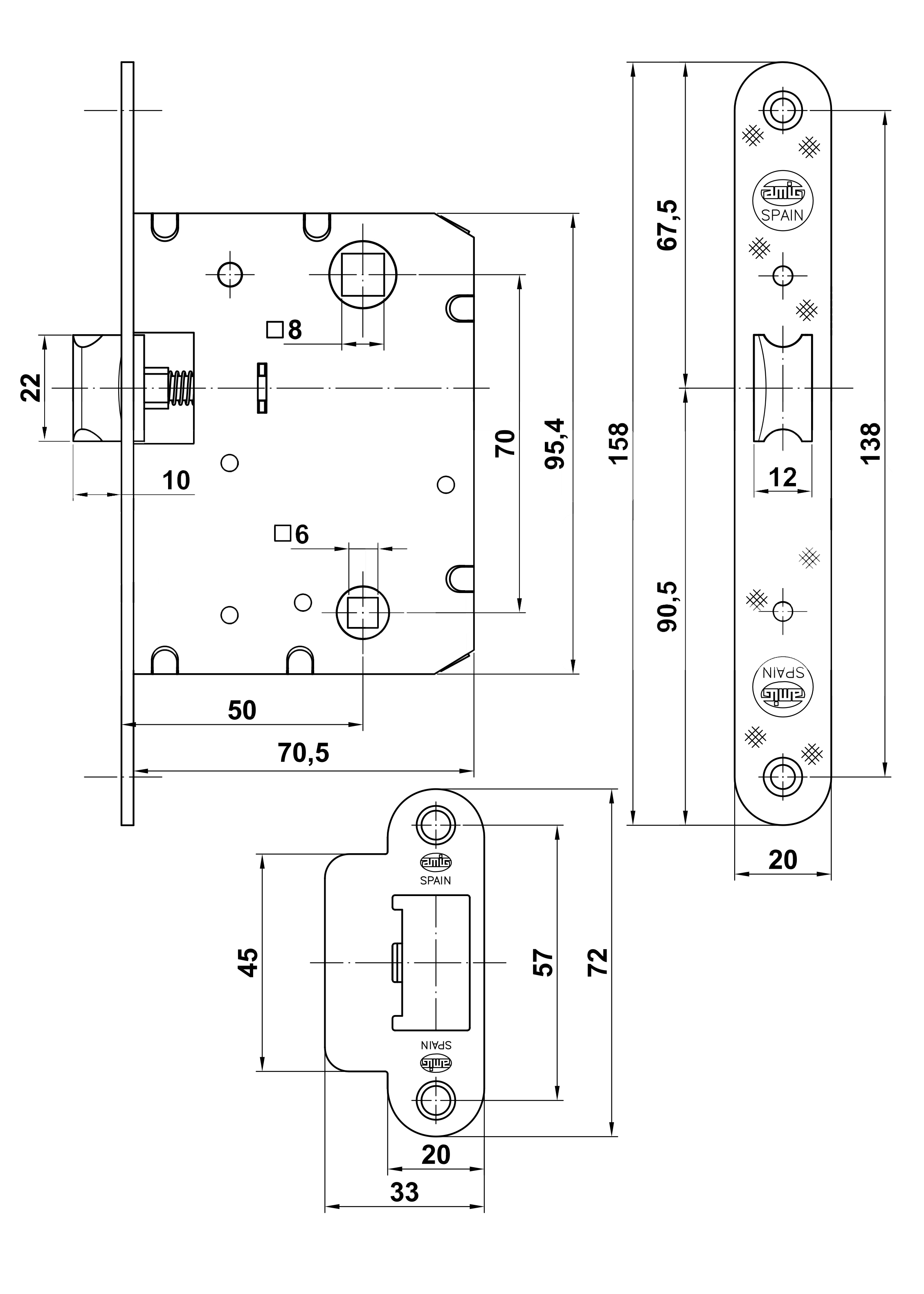 PICAPORTE UNIFIC REDONDO  4000-70 CUERO 7190 2