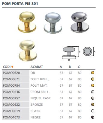 POMO PUERTA PLANO FERCROM 801-BRONCE