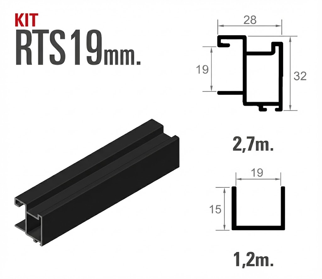 PUERTA KIT RTS-19   NEGRO MATE  2,7 MTS