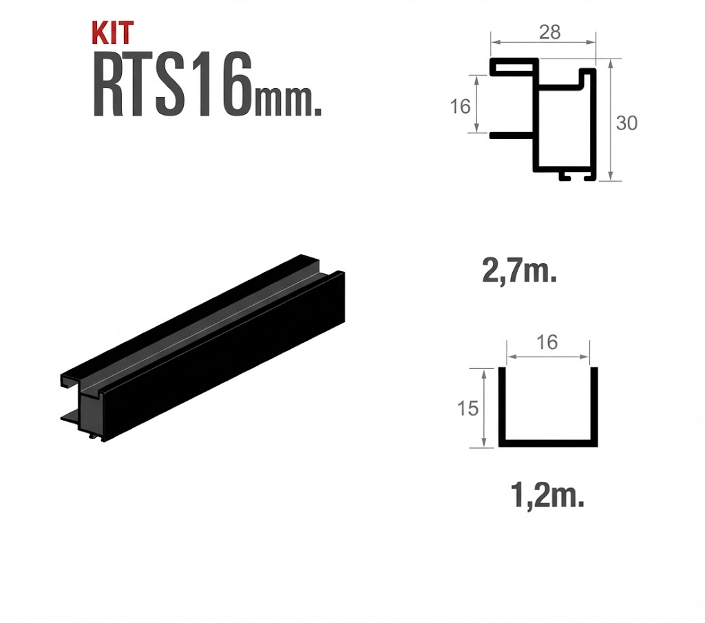 PUERTA KIT RTS-16   NEGRO MATE  2,7 MTS
