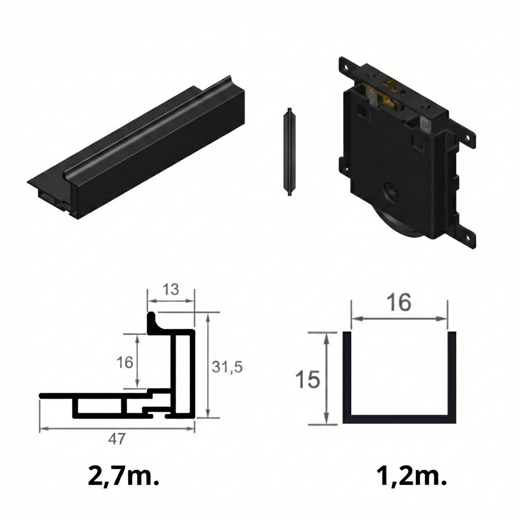 PUERTA KIT MINS-16        NEGRO 2,7 MTS