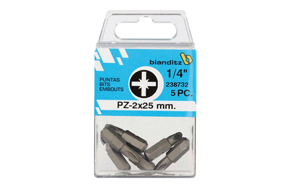 PUNTA ATORNILLAR POZI 1/4 3 X 25 MM 5UDS
