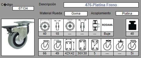 RUEDA GIRAT. AFO 476/40 C/FRENO GRIS 2