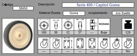 RUEDA FIJA   AFO 400/100 CAPITOL GOMA 2