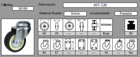 RUEDA GIRAT. AFO 401/60  - GOMA 2