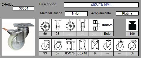 RUEDA GIRAT. AFO 402/60  - NYLON A/FRENO 2