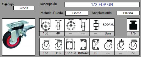 RUEDA GIRAT. AFO 172/130 GOMA A/FRENO 2