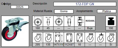 RUEDA GIRAT. AFO 172/160 GOMA A/FRENO 2