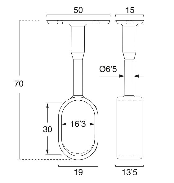 SOPORTE BARRA 30X15 INTERM.NIQUEL 2