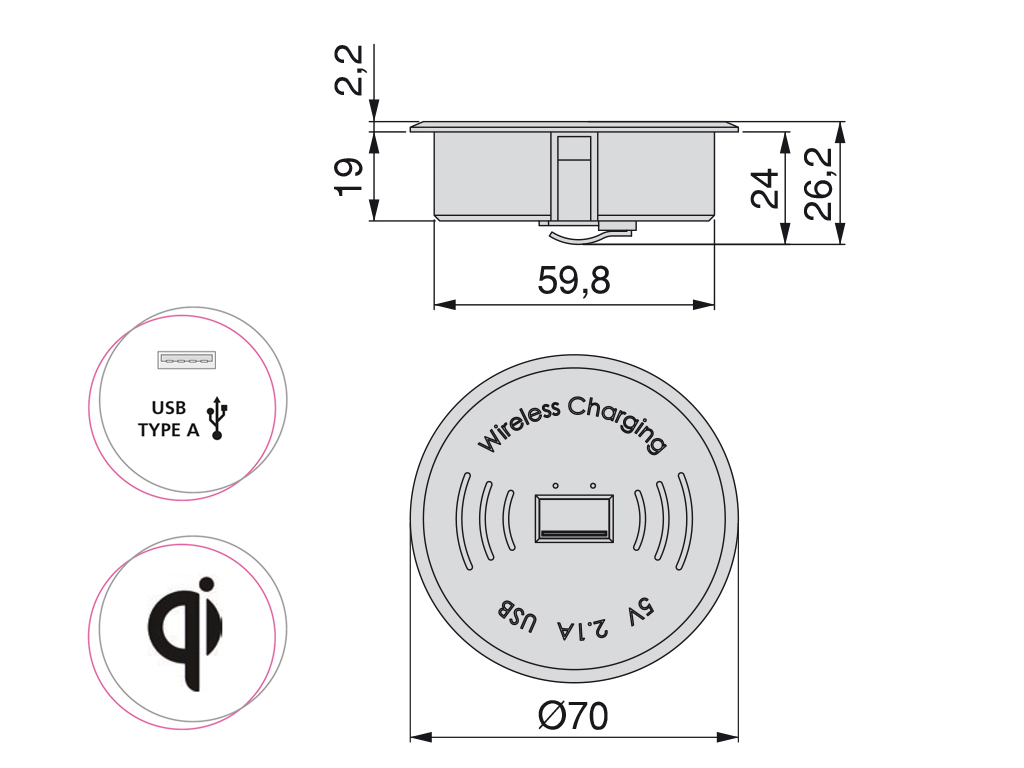TAPA PASACABLE CARGADOR INAL.NEG 5017517 4