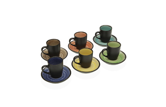 TAZA CAFE CON PLATO STONE SET 6 UNIDADES
