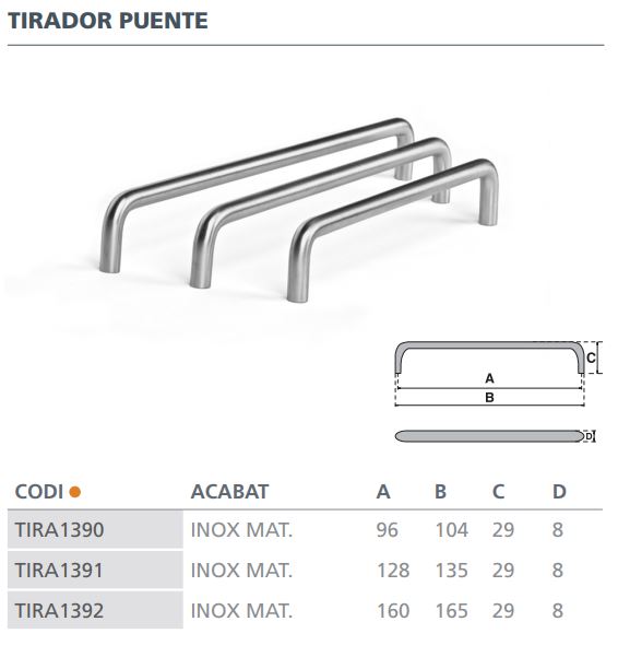 TIRADOR INOX MATE      8MM  /128 4505202 2