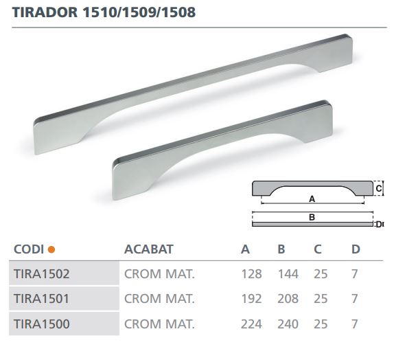 TIRADOR CROMO MATE 1509 (192MM)  6004002 2
