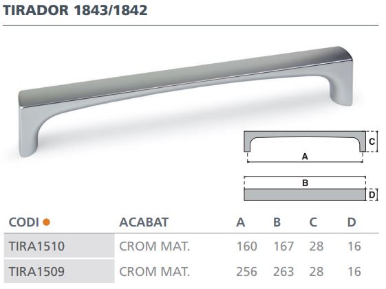 TIRADOR CROMO MATE 1843 (160MM)  6044002 2