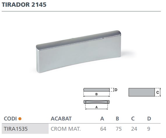 TIRADOR CROMO MATE 2145 ( 64MM)  6194001 2