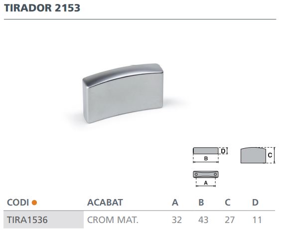 TIRADOR CROMO MATE 2153 ( 32MM)  6204001 2