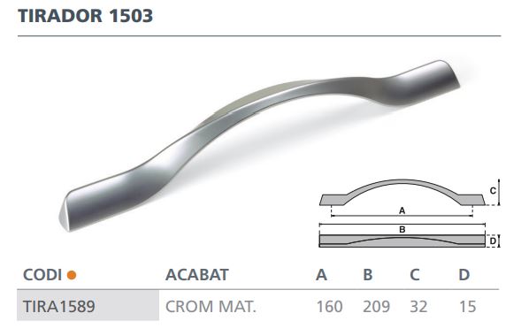 TIRADOR CROMO MATE 1503 (160MM)  6504001 2