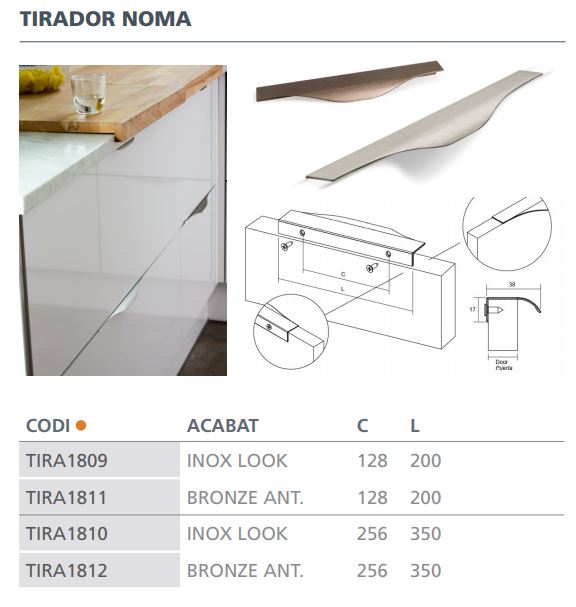 TIRADOR VIEFE NOMA  0254256L24 INOX LOOK 7