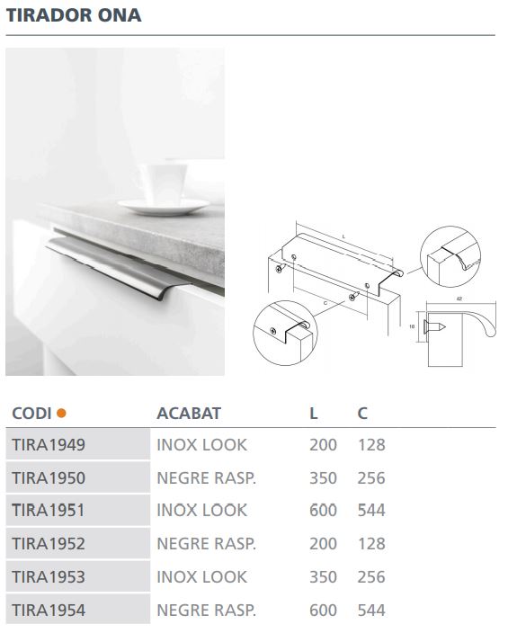 TIRADOR VIEFE ONA   0372544L24 INOX LOOK 3